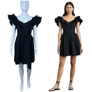 Hill House Ana Mini Nap Dress SMALL Ruffle Belted A-Line Cottagecore Whimsigoth